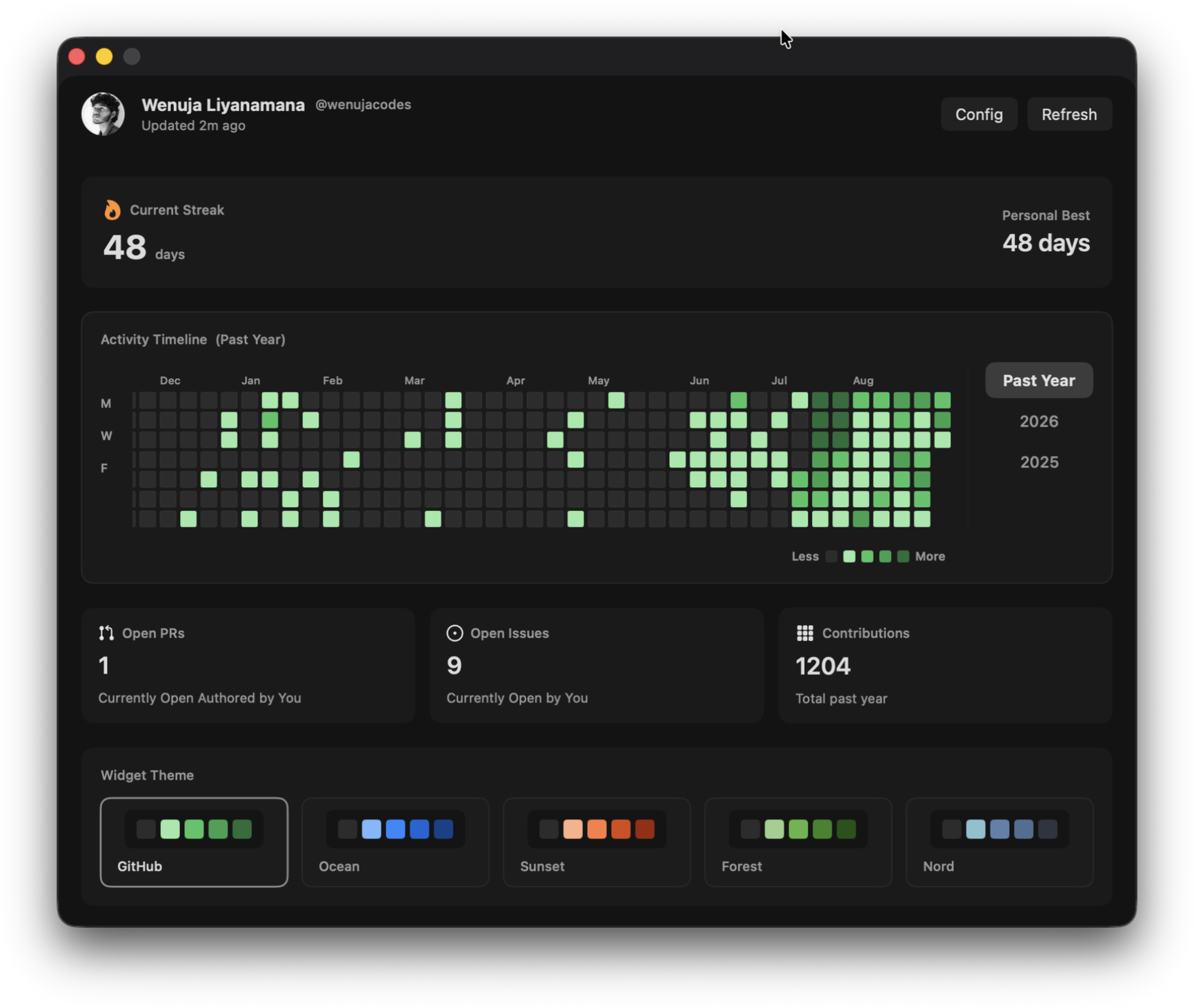 GitStreak App Screenshot Dark